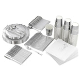 Service for 20 | Clear/Silver Petal Hanukkah Combo Set